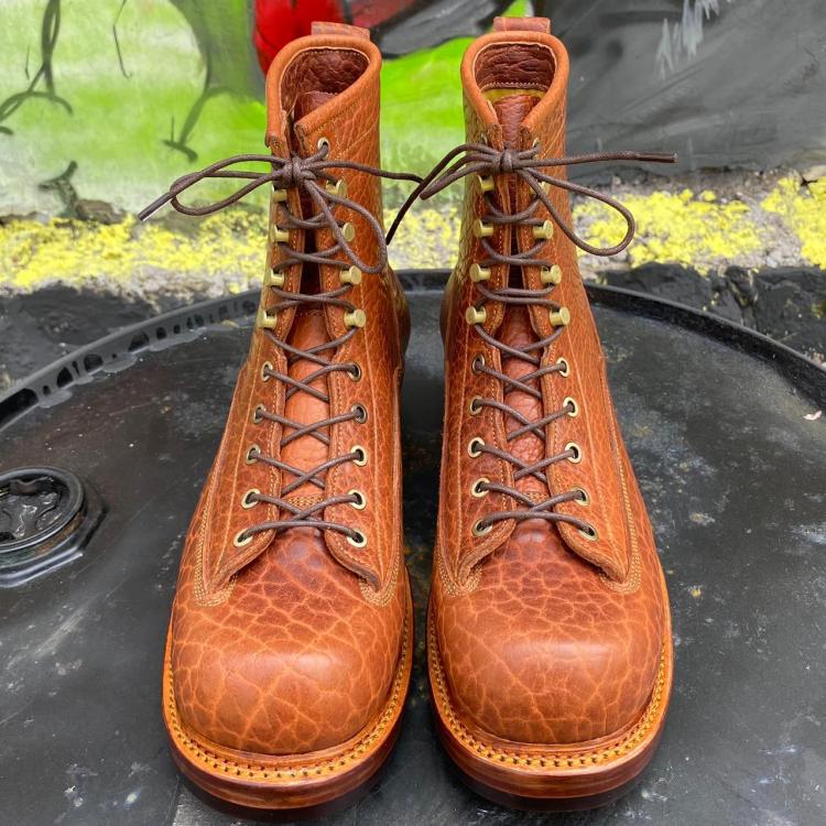 Prof. Barnets Bulky Lace to Toe Boots ( Law Tanning Shrunken Bison Peanut )